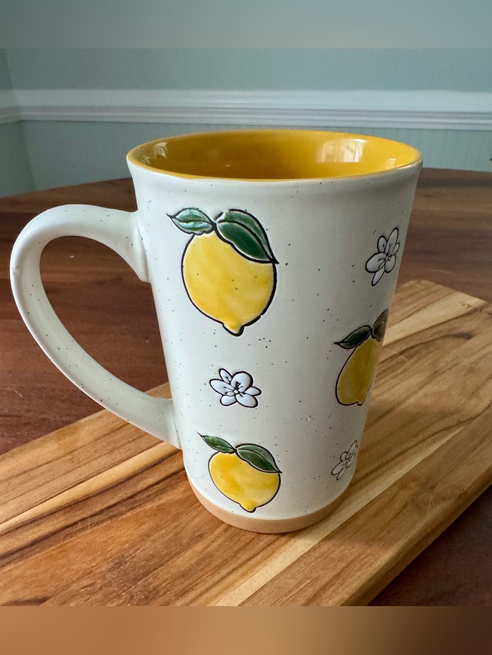 InHomestylez Spectrum Designz Spring Lemon Bloom Coffee Mug 16 oz. Cup MINT